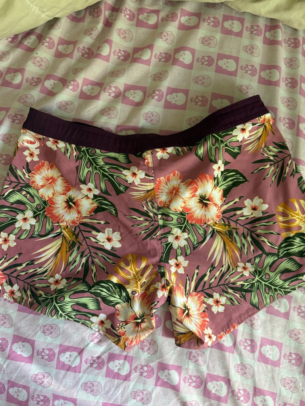 Women's Pink Tropical Floral Swim Shorts - Picture 2 of 3